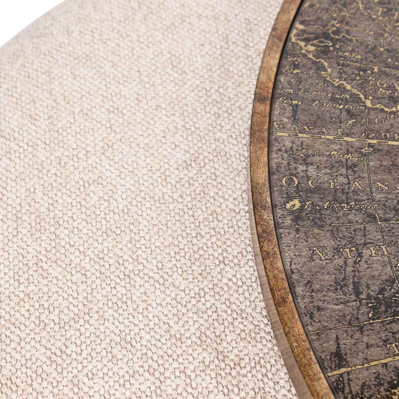Atlas Effect Coffee Table with Nesting Pouffe 80cm C | Annie Mo's