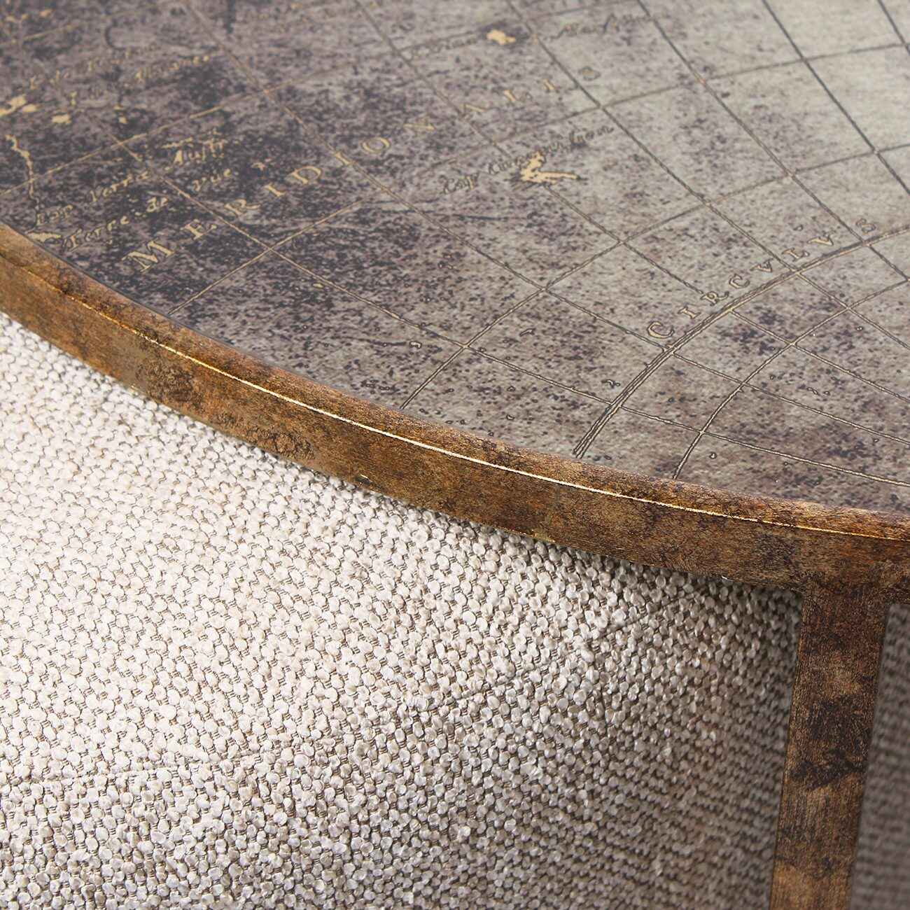 Atlas Effect Coffee Table with Nesting Pouffe 80cm D | Annie Mo's