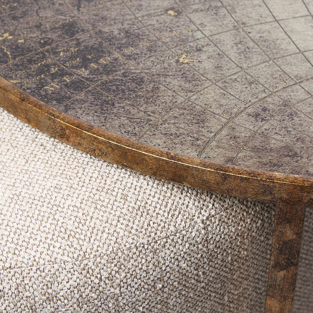 Atlas Effect Coffee Table with Nesting Pouffe 80cm D | Annie Mo's