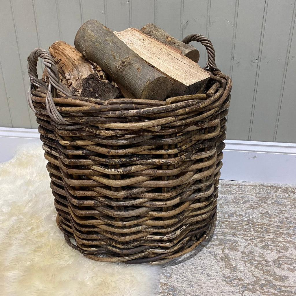 Round Rattan Log Basket with Ear Handles 54cm C