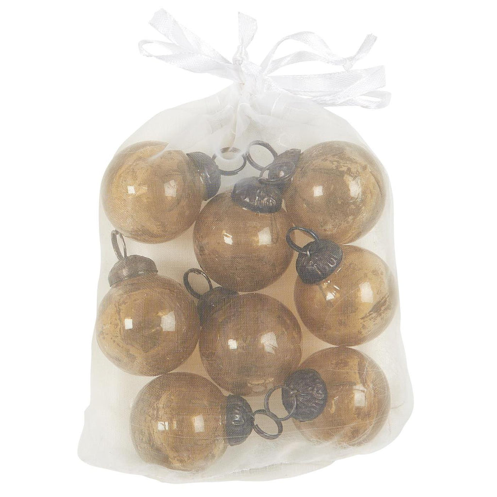 Bag with Eight Mini Honey Glass Baubles 4cm | Annie Mo's