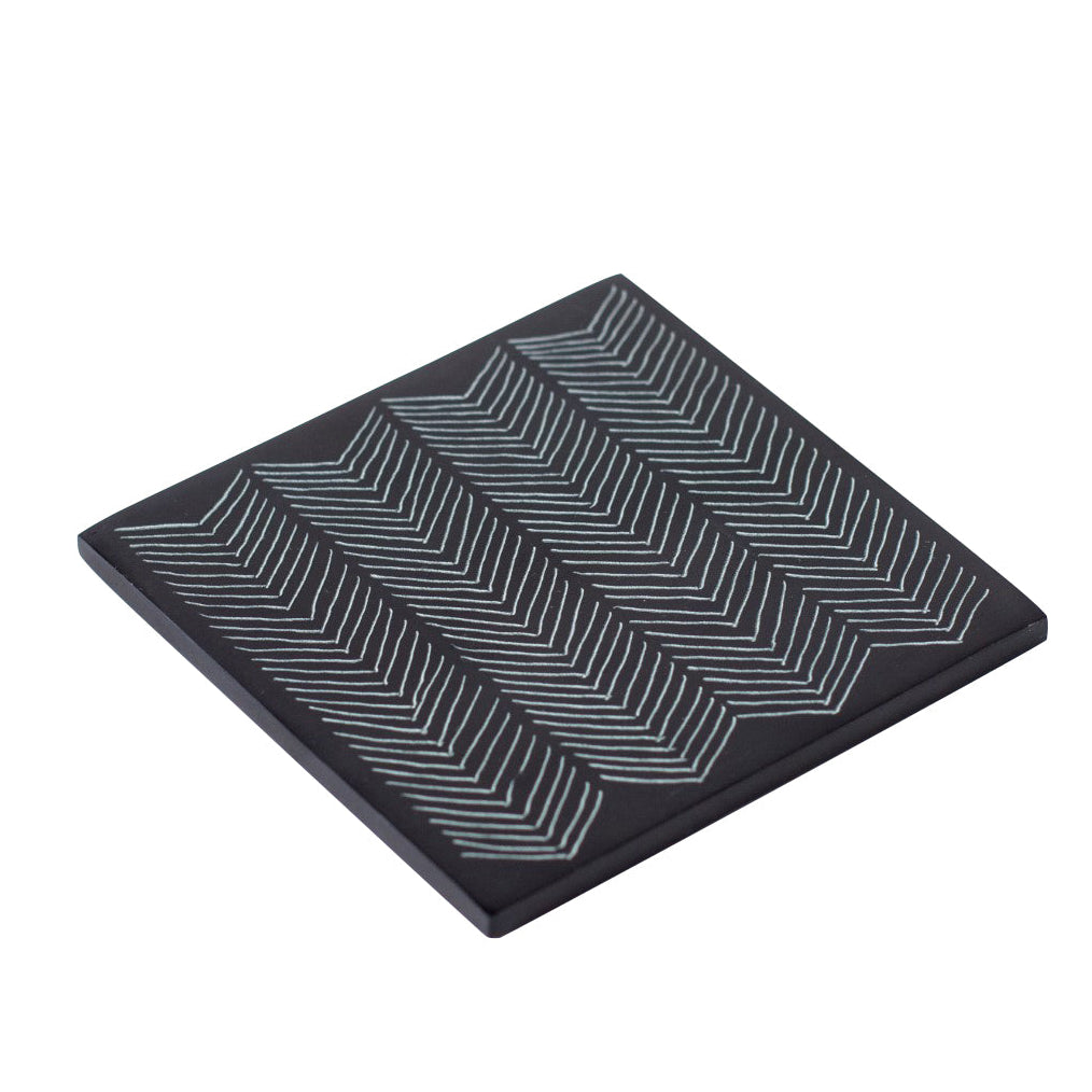 Kota Etched Bone Coaster Set of Six with Holder