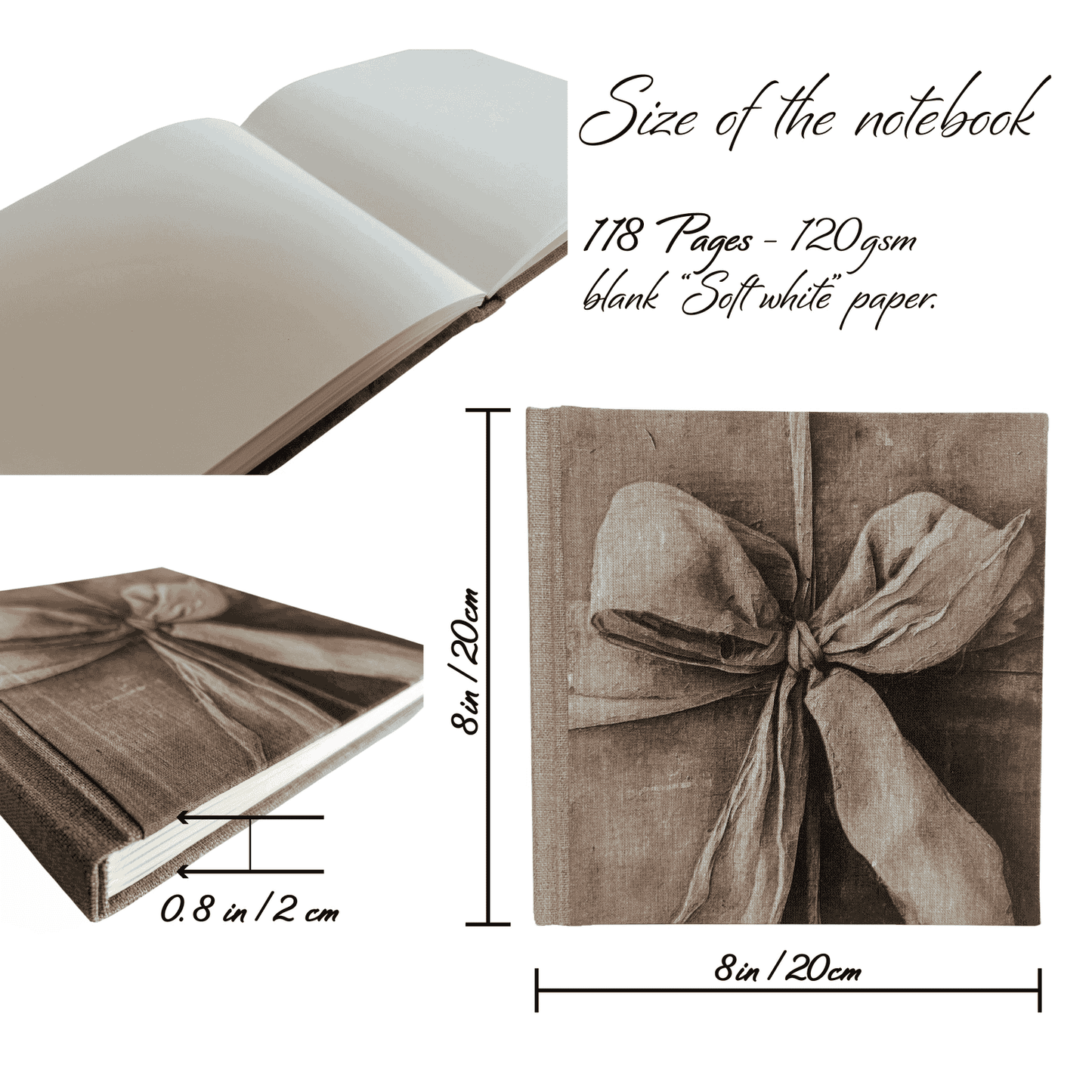 "Vintage Anemone" Handmade Linen Hardcover Notebook | Diary-B