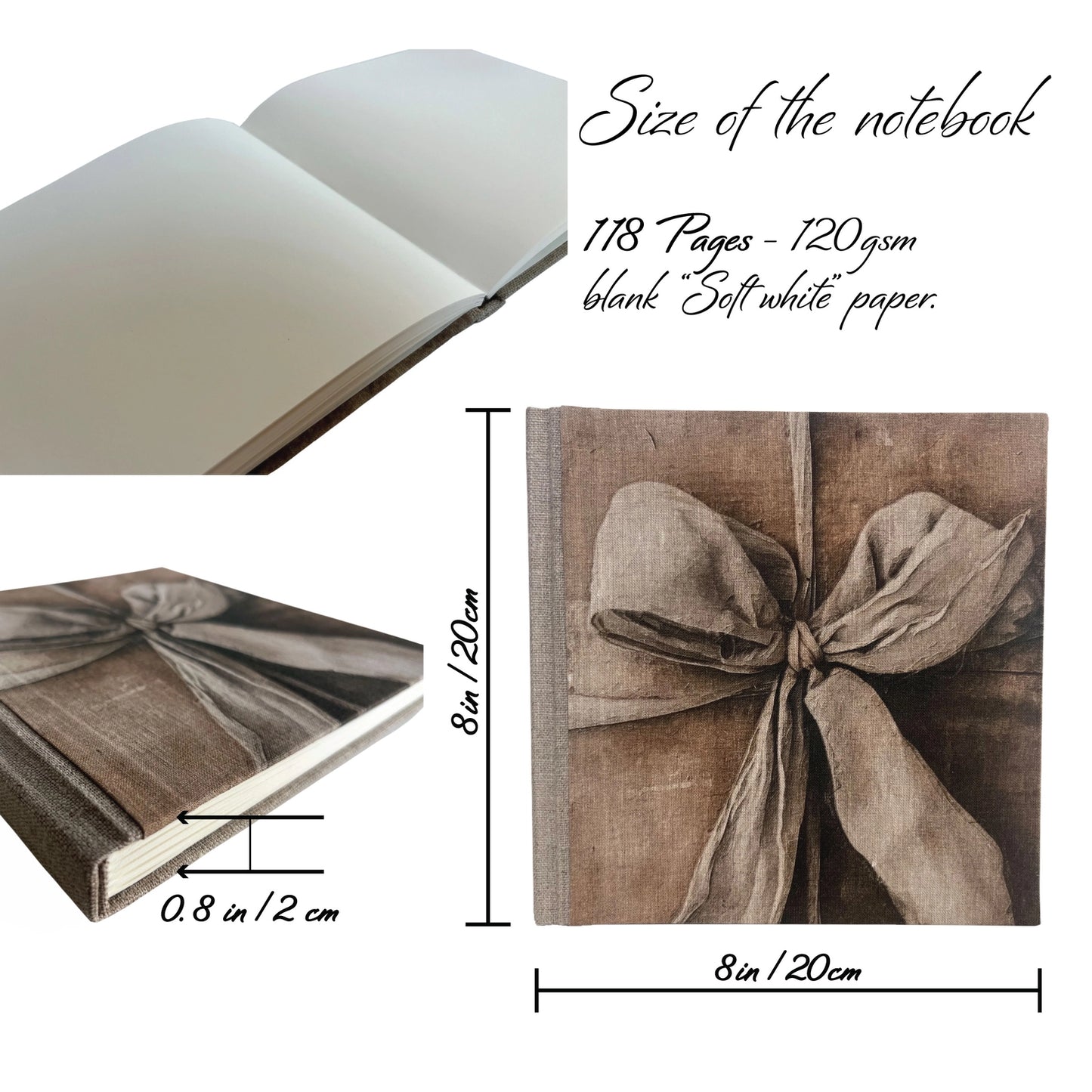 "Vintage Anemone" Handmade Linen Hardcover Notebook | Diary