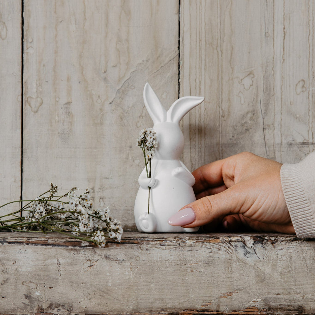 Emilia White Matt Ceramic Easter Bunny 14cm | Annie Mo's