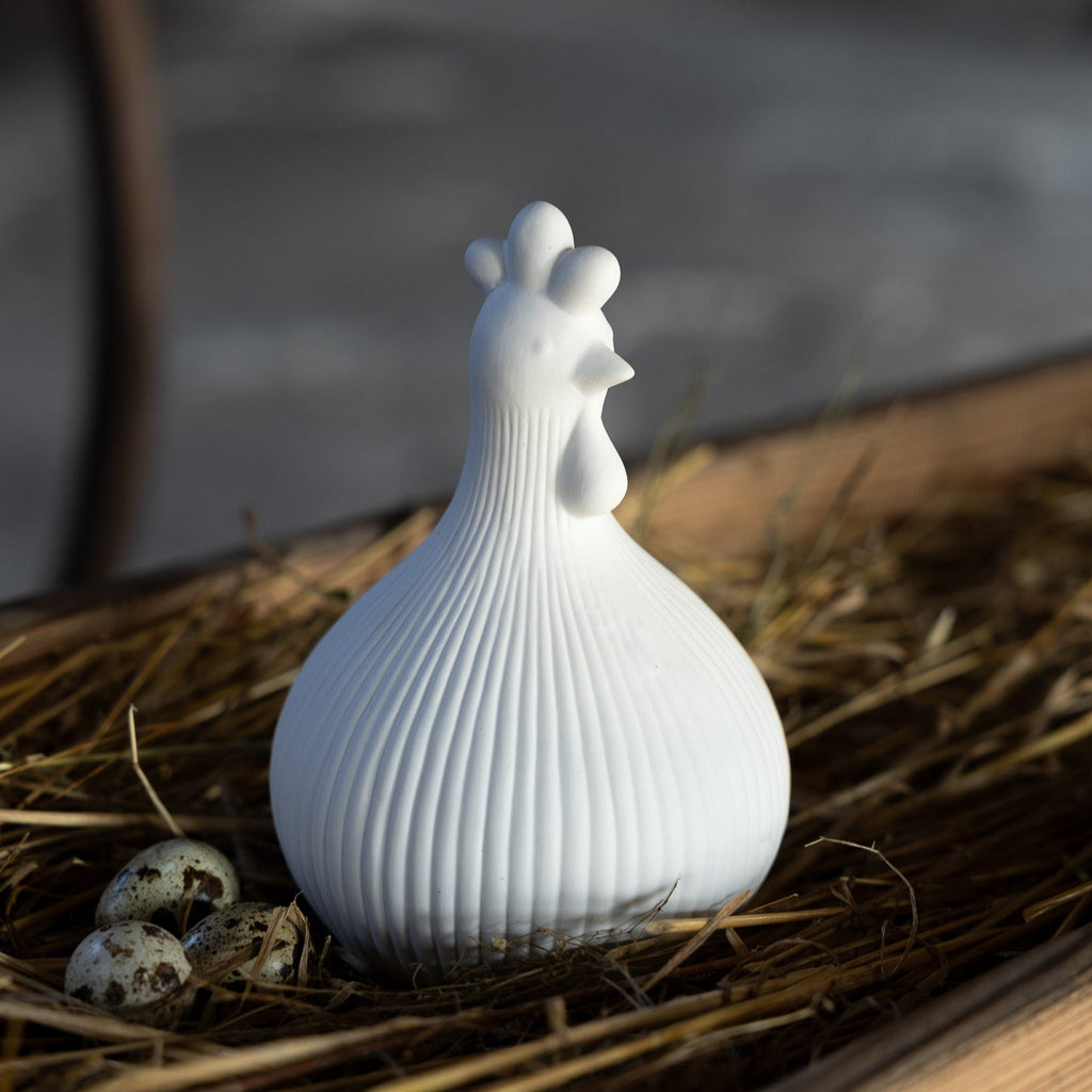 Kerstin White Matt Ceramic Easter Rooster 16cm | Annie Mo's