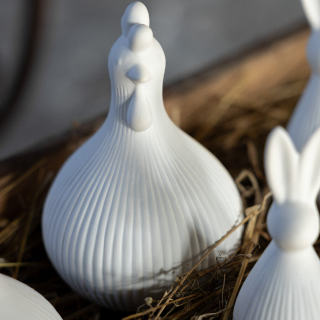 Kerstin White Matt Ceramic Easter Rooster 16cm