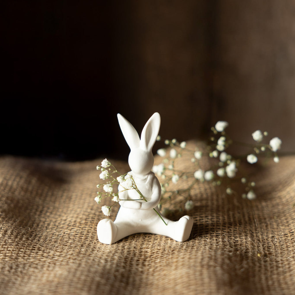 Lasse Sitting White Matt Ceramic Easter Bunny 9cm