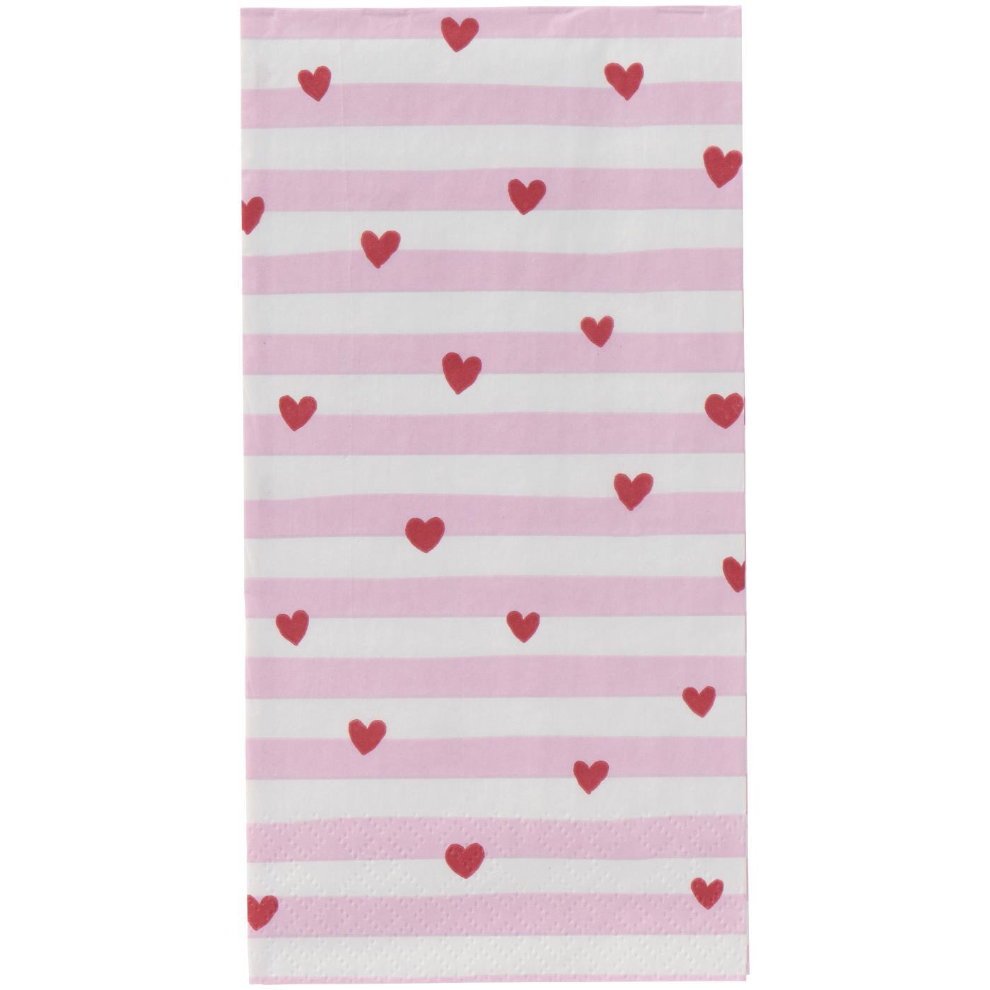 Red Hearts, Light Pink Stripes - 16 Pieces per Pack