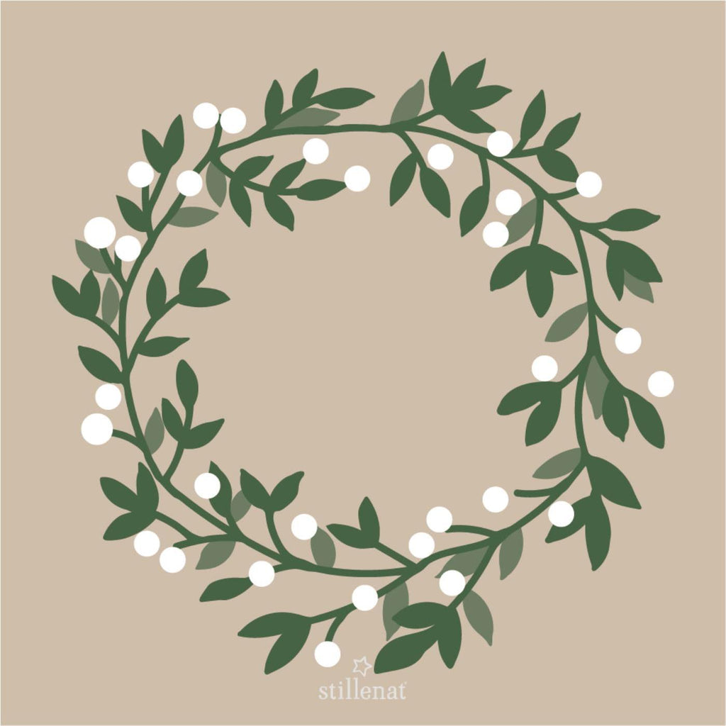 20 Paper Napkins - Snowberry Wreath 33cm