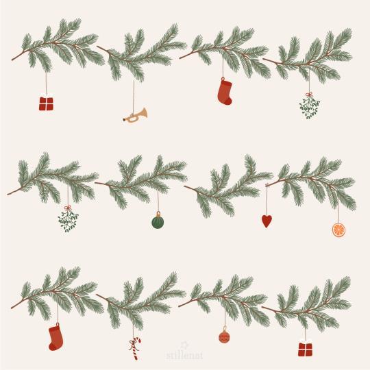 50 Square Paper Napkins - Christmas Garlands 40cm | Annie Mo's