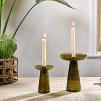 Recycled Glass Candle Holder - Forest Green - Size Choice | Annie Mo's