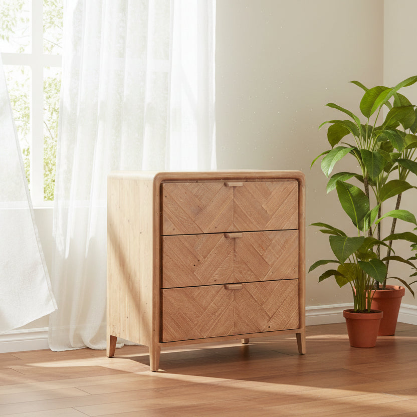 Atauro Three Drawer Chest of Drawers 85cm Wide C