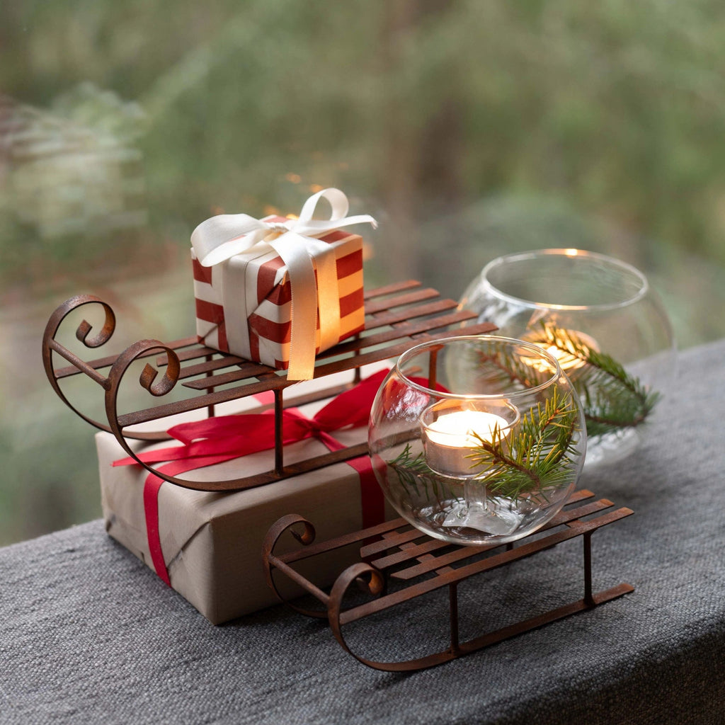 Red Iron Decorative Sleighs - Size Choice