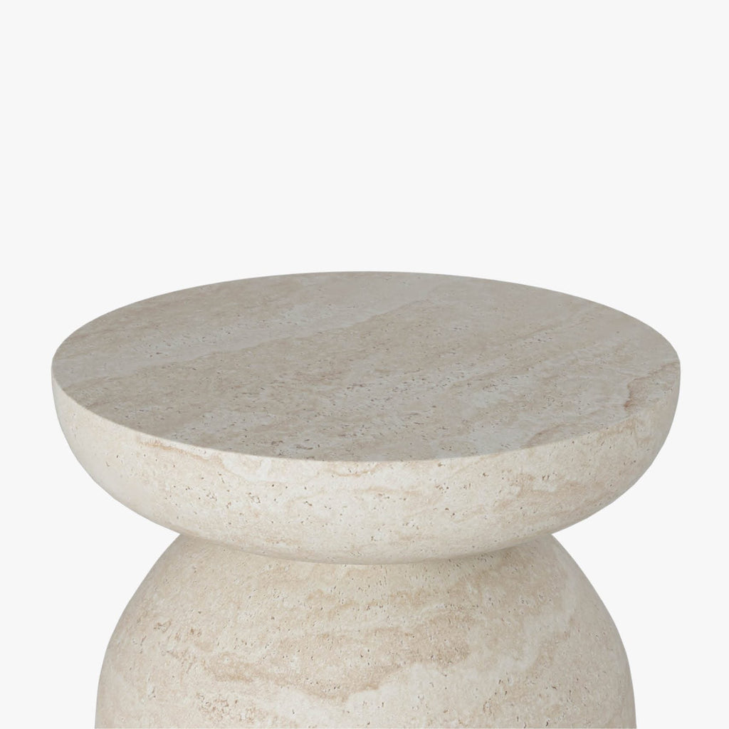 Abigail Ahern Diablo Side Table (Light Travertine) 44cm High