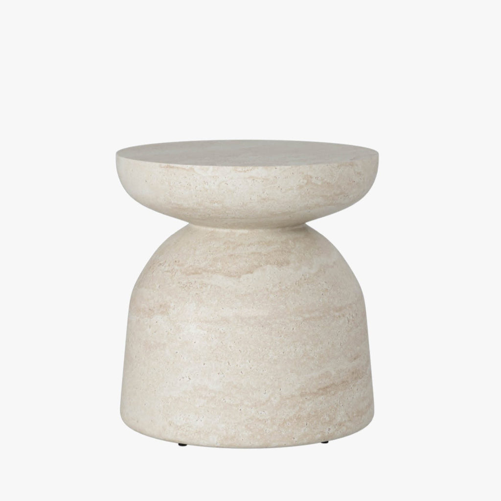 Abigail Ahern Diablo Side Table (Light Travertine) 44cm High