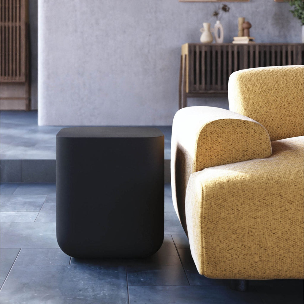 Abigail Ahern Flat Top Side Table (Pitted Charcoal) 45cm High