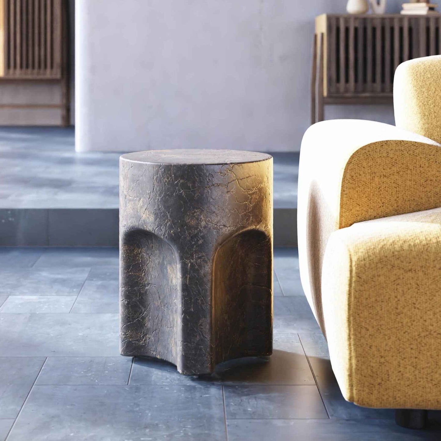 Abigail Ahern Pinch Side Table (Brown Slate) 45cm High | Annie Mo's