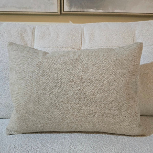 Abraham Moon Herringbone Natural Rectangle Cushion 1