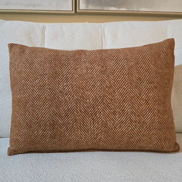 Abraham Moon Herringbone Rust Rectangle Cushion