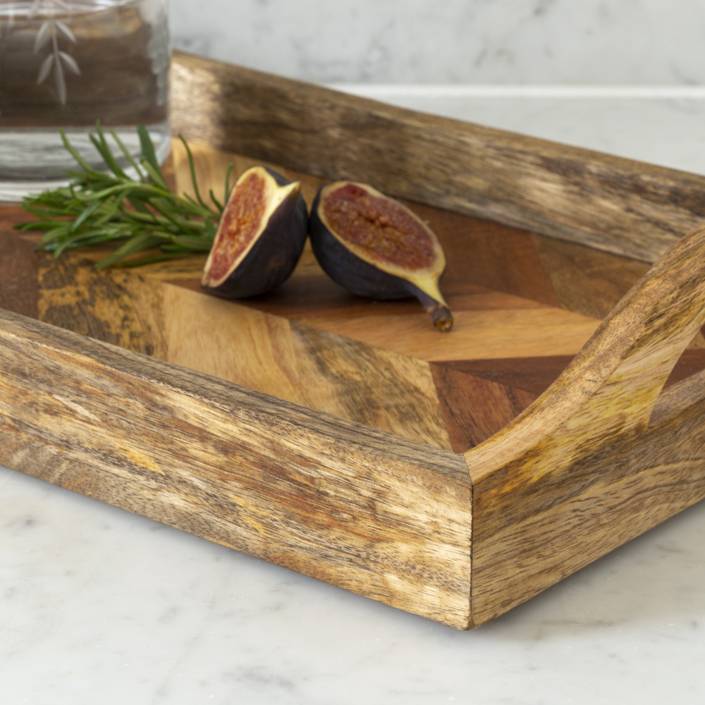 Acacia and Mango Chevron Serving Tray 43cm | Annie Mo's