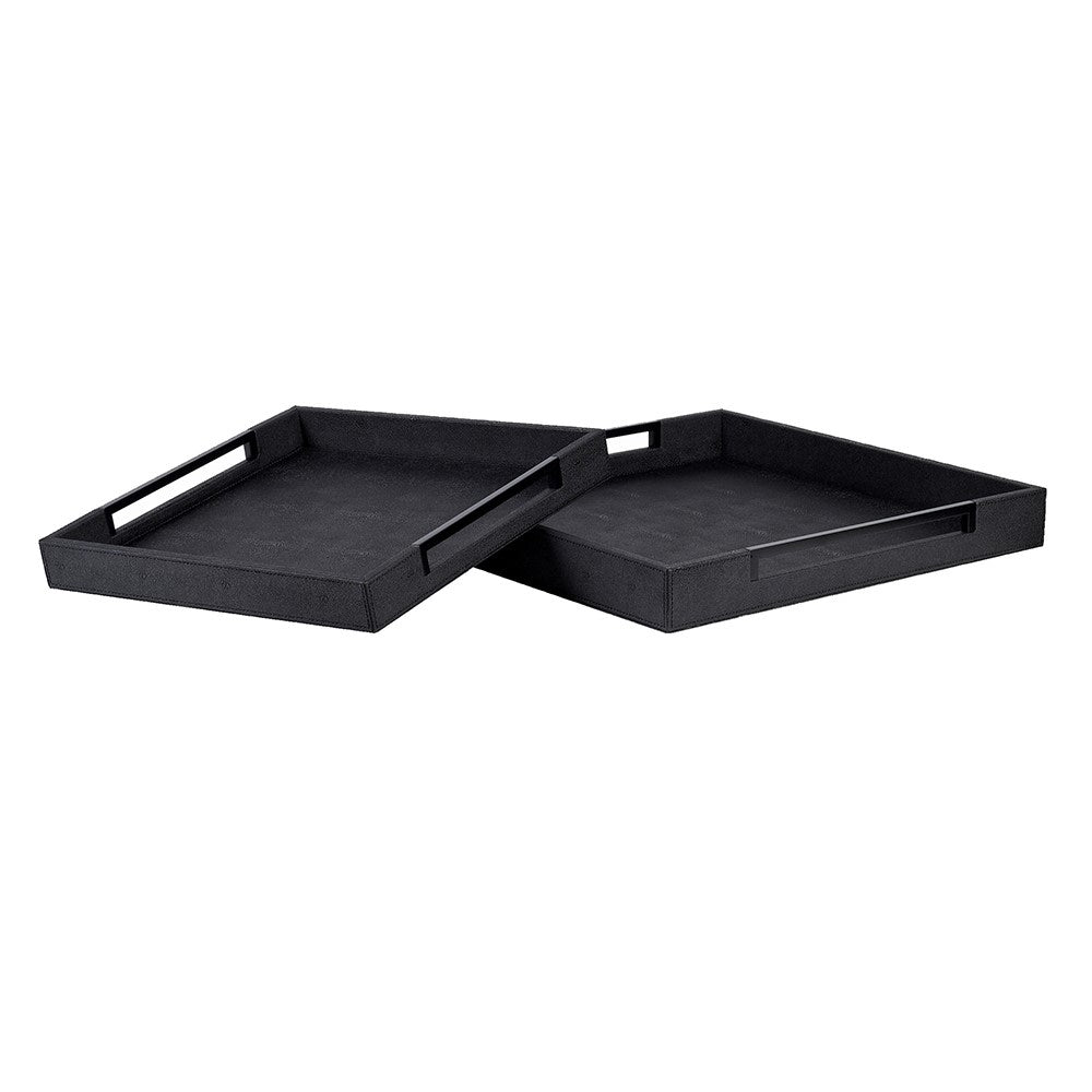 All Black Faux Shagreen Trays - Size ChoiceB