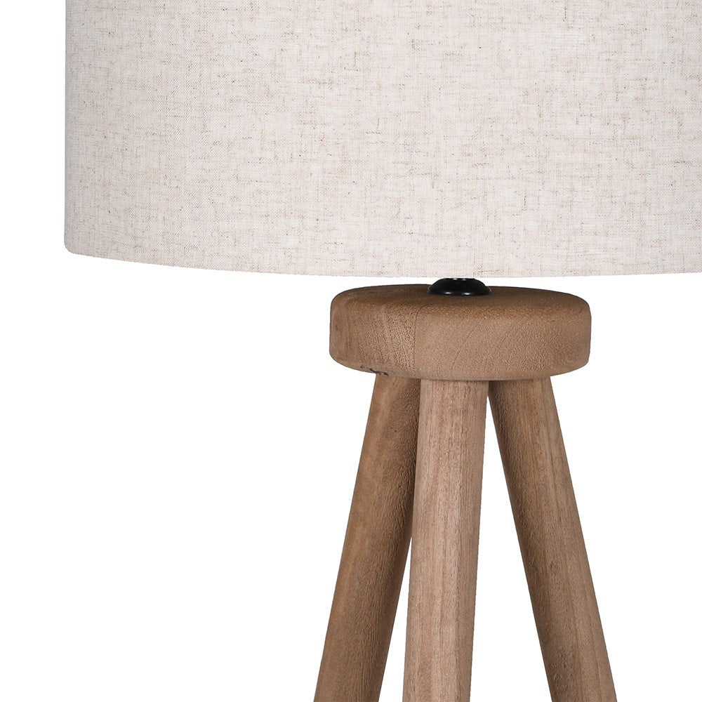 Almond Tripod Floor Lamp with Cotton Shade 149cm