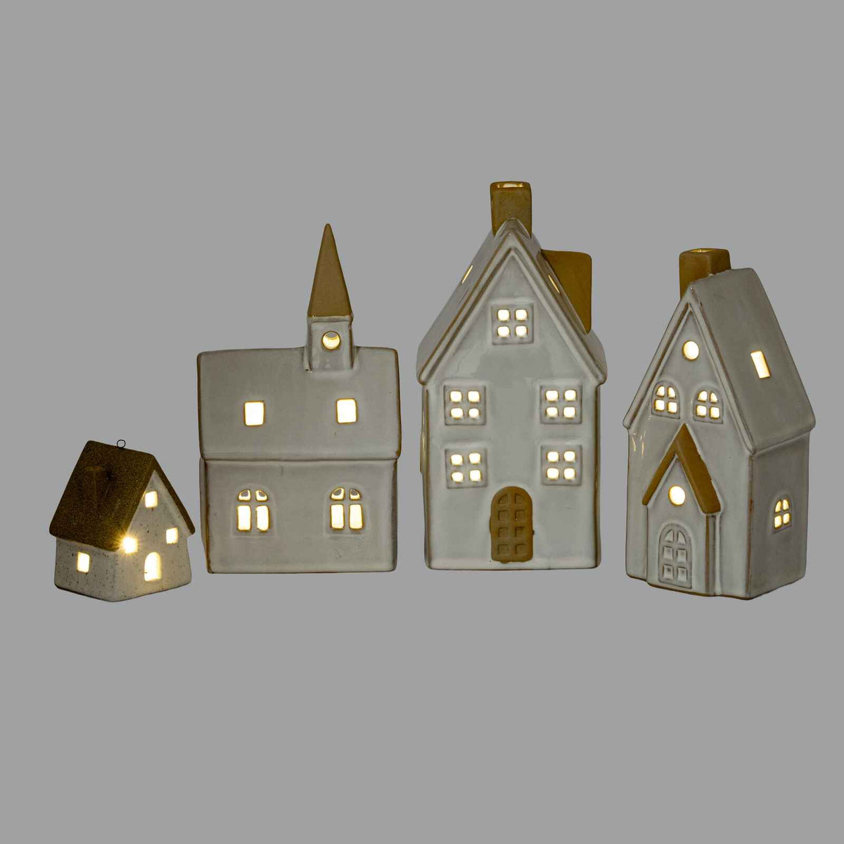 Alora Ceramic Large Town Cottage With LED Lights 8cm-B