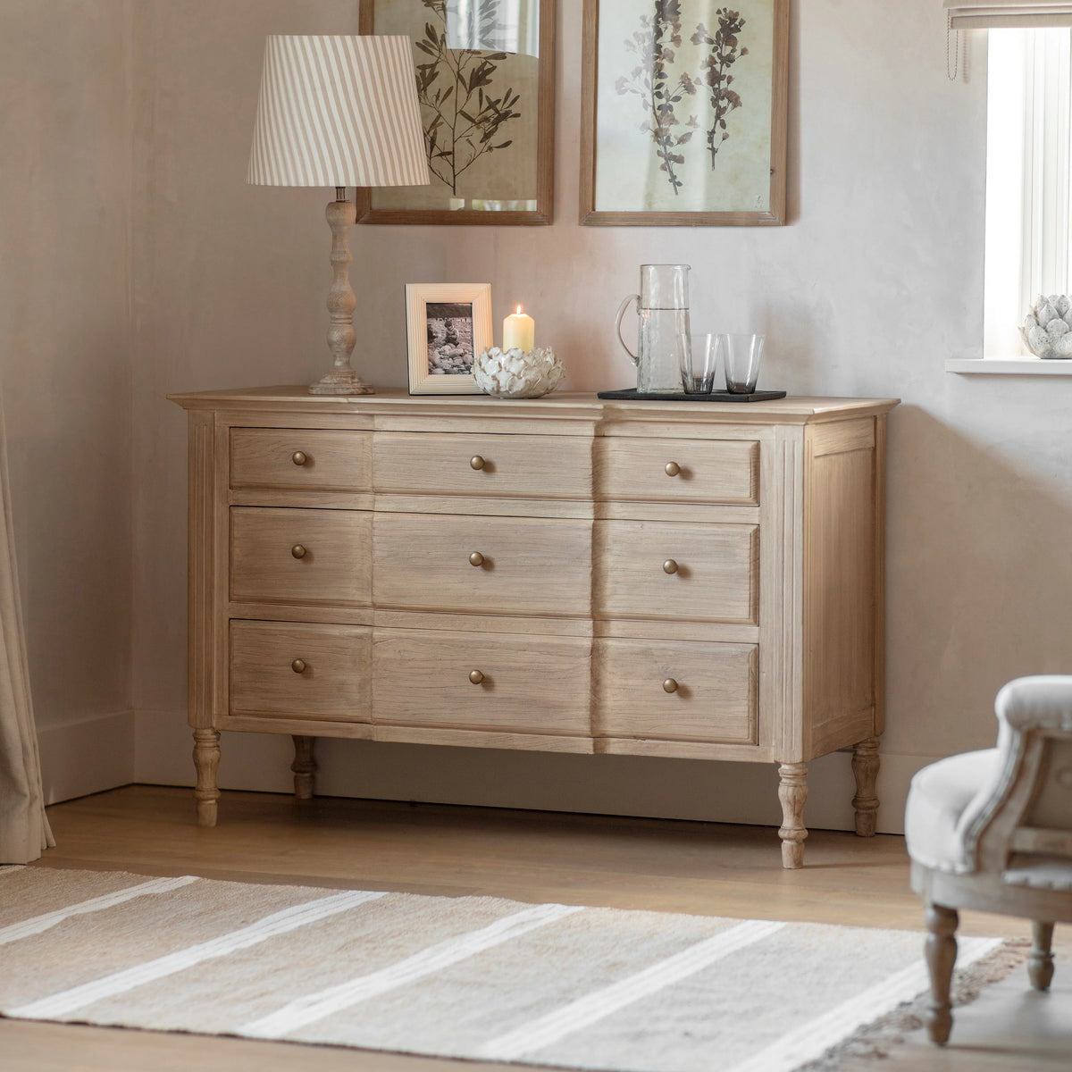 Ambersham Reclaimed Elm Large Chest of Nine Drawers 130cm