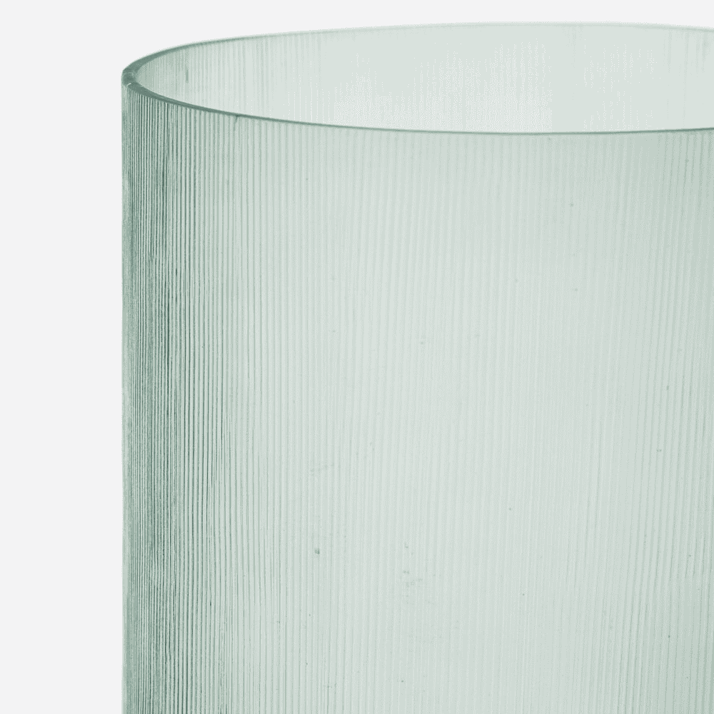 Amka Light Blue Ribbed Glass Vase 21cm-E