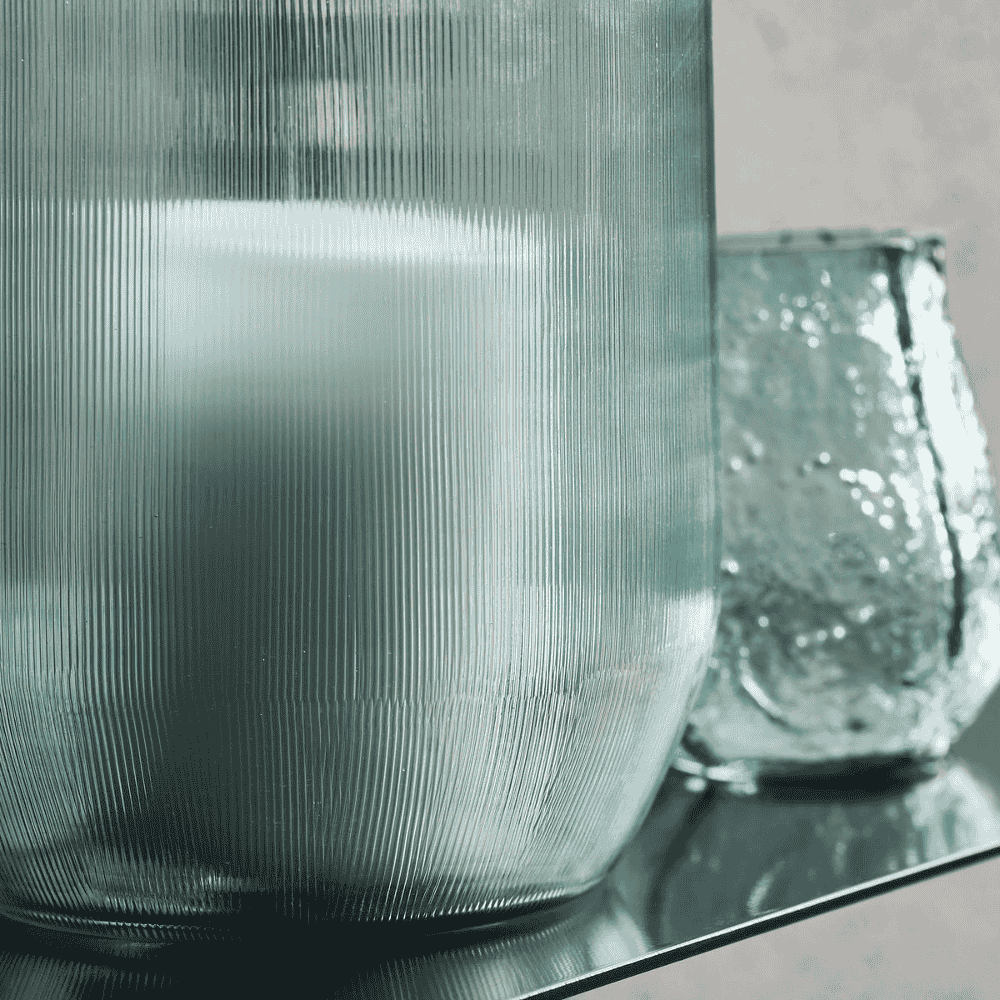 Amka Light Blue Ribbed Glass Vase 21cm-B