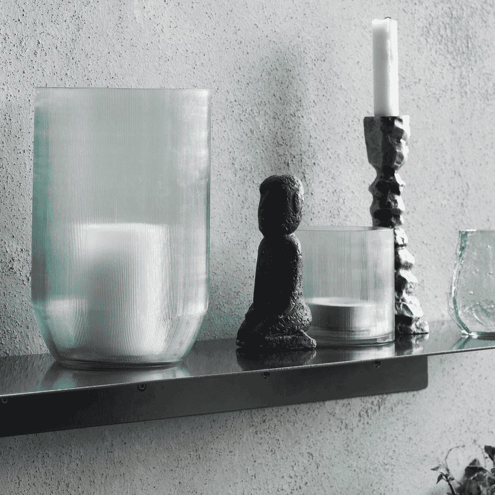 Amka Light Blue Ribbed Glass Vase 21cm | Annie Mo's