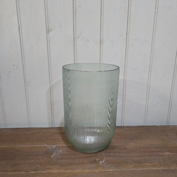 Amka Light Blue Ribbed Glass Vase 21cm-G