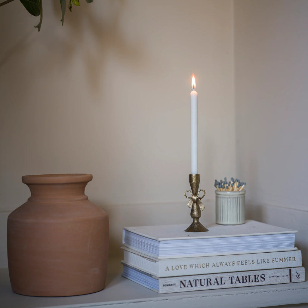 Antique Brass Finish Bow Candle Holder with Six Taper Candles | Annie Mo's B