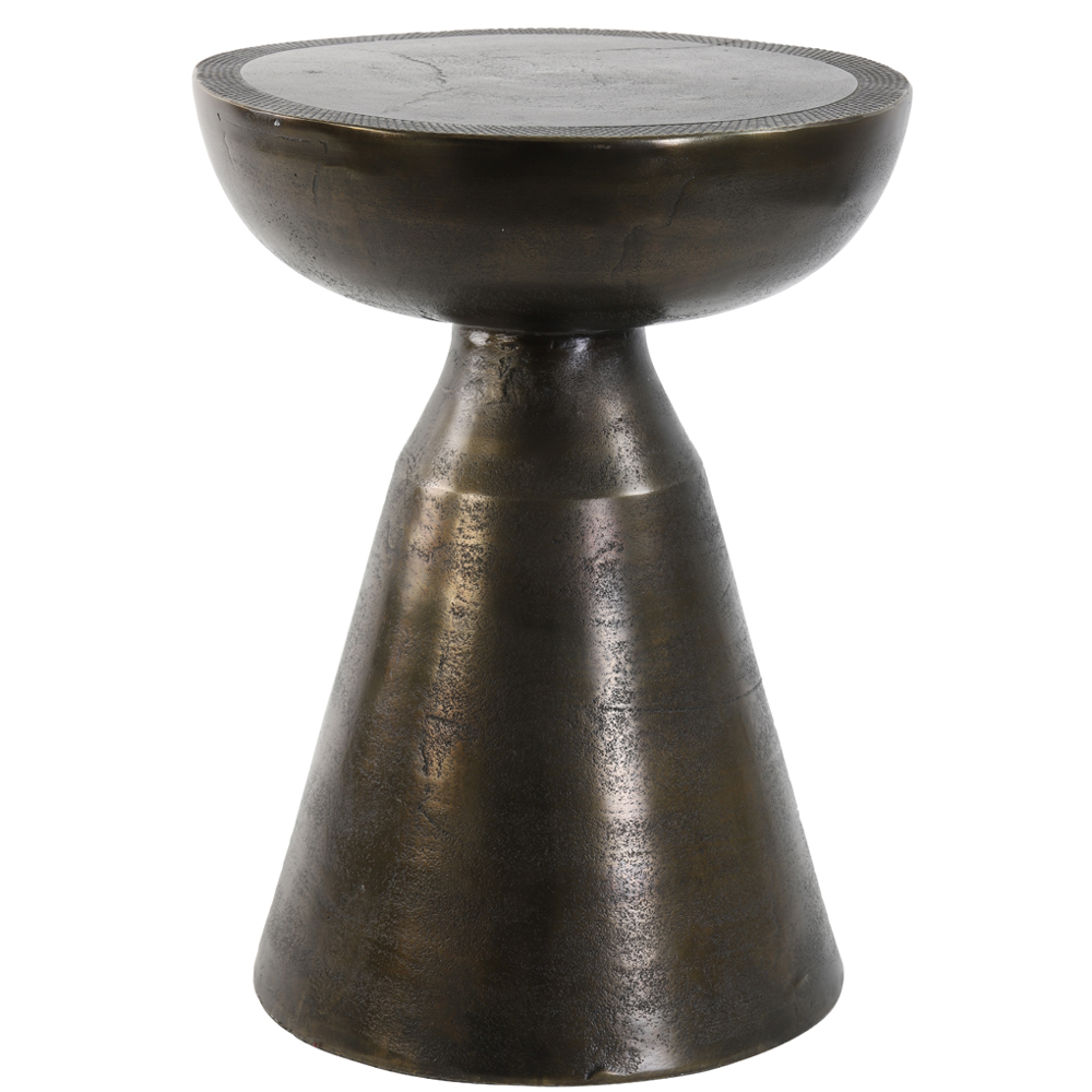 Antiqued Bronze Circular PASJA Side Table 53cm | Annie Mo's