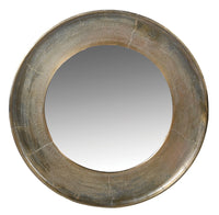 Antiqued Brass Round Wall Mirror 88cm