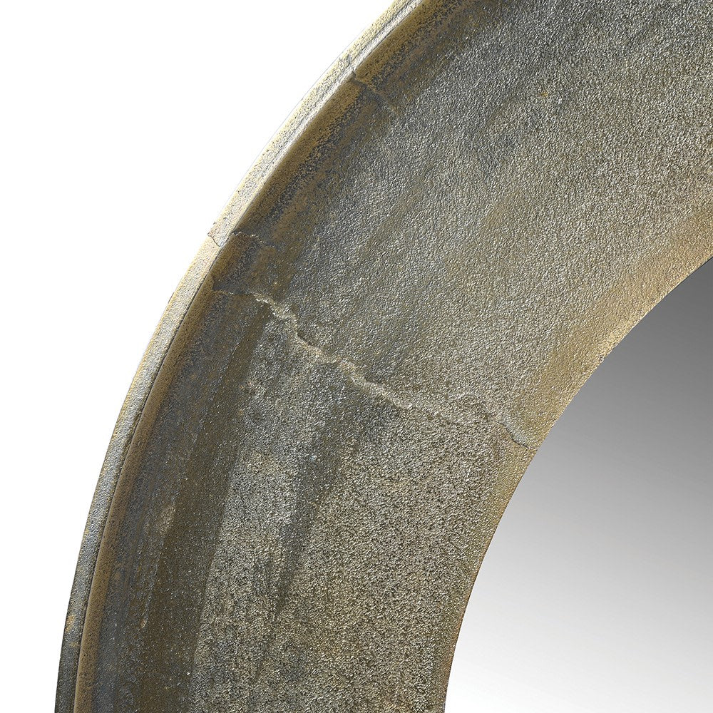 Antiqued Brass Round Wall Mirror 88cm B