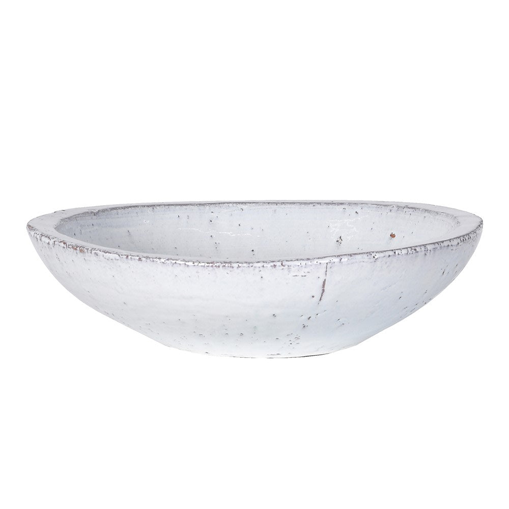 Antiqued White Glazed Bowl 37cm