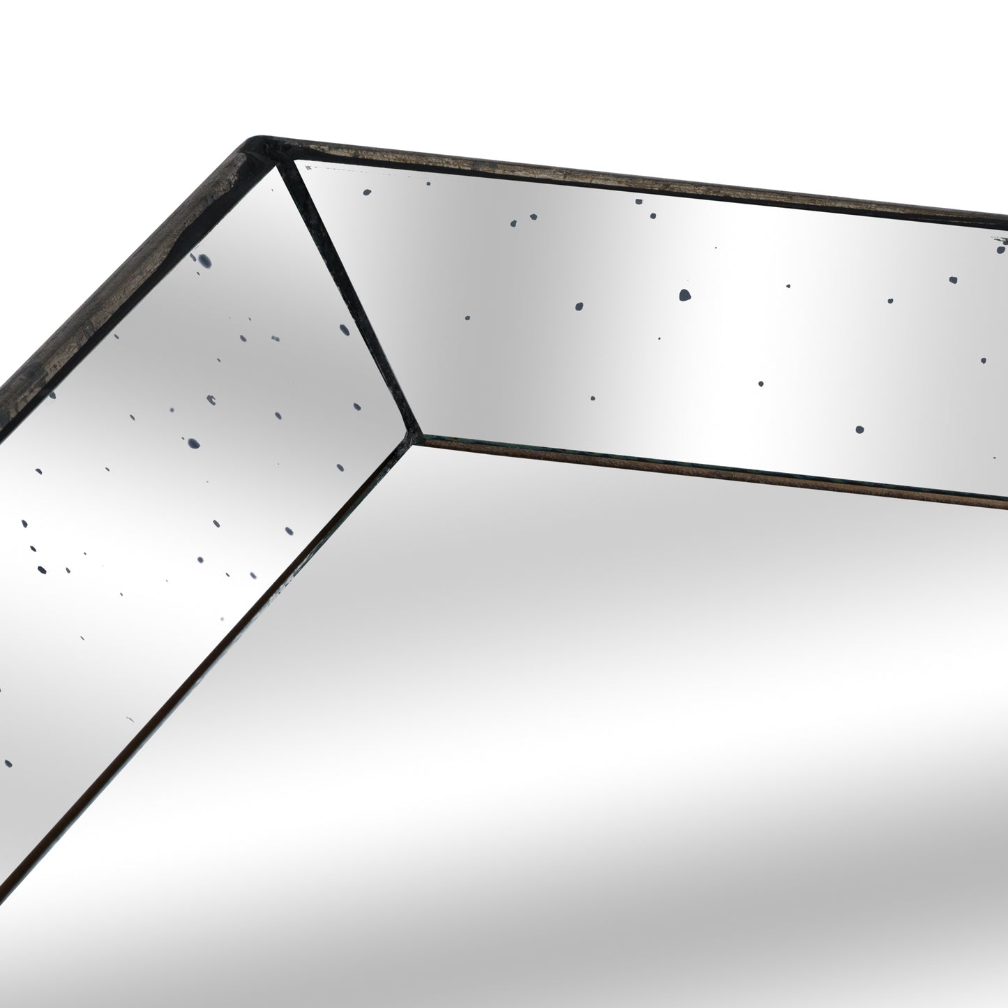 Astor Distressed Mirrored Square Tray with Wooden Detailing 50cm