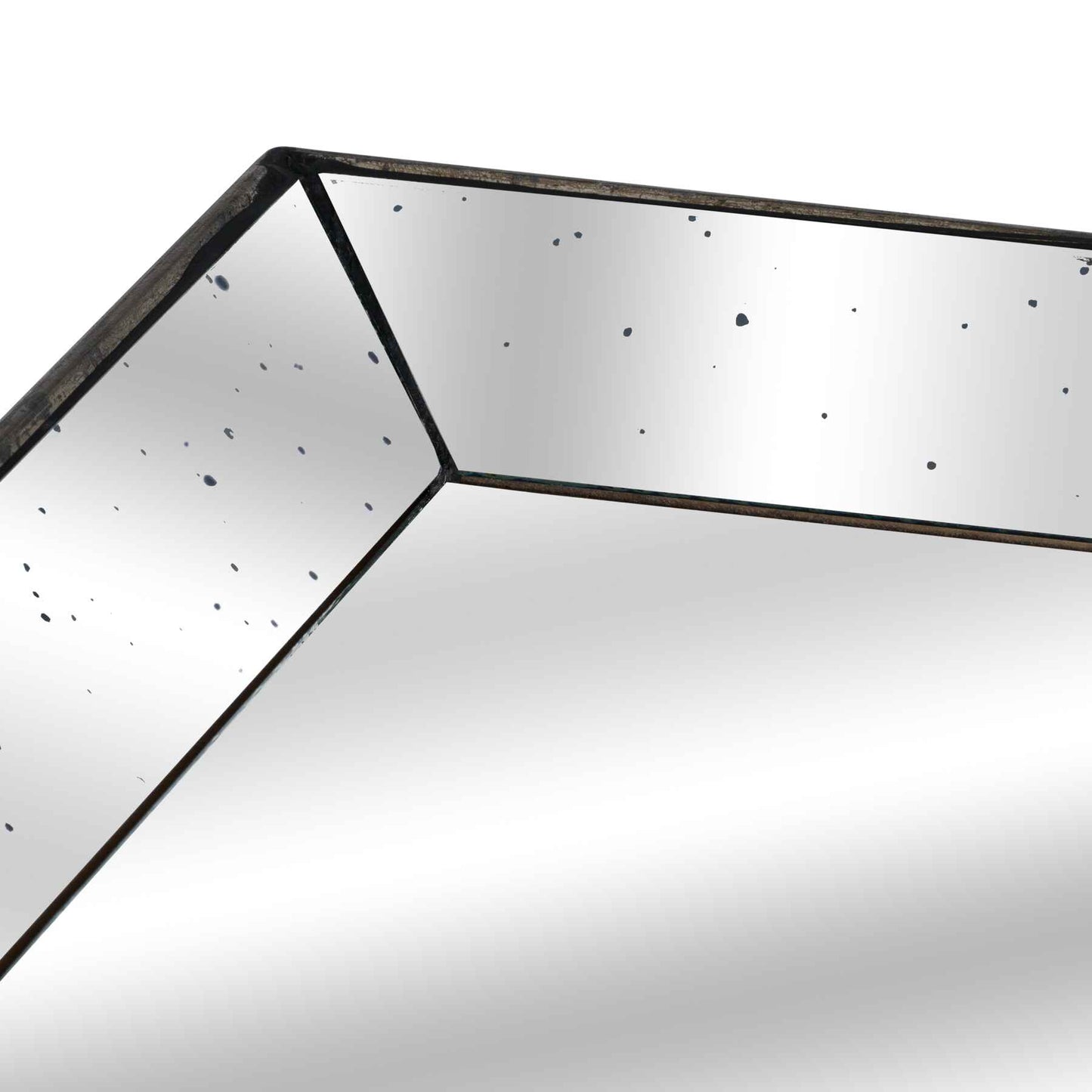 Astor Distressed Mirrored Square Tray with Wooden Detailing 50cm