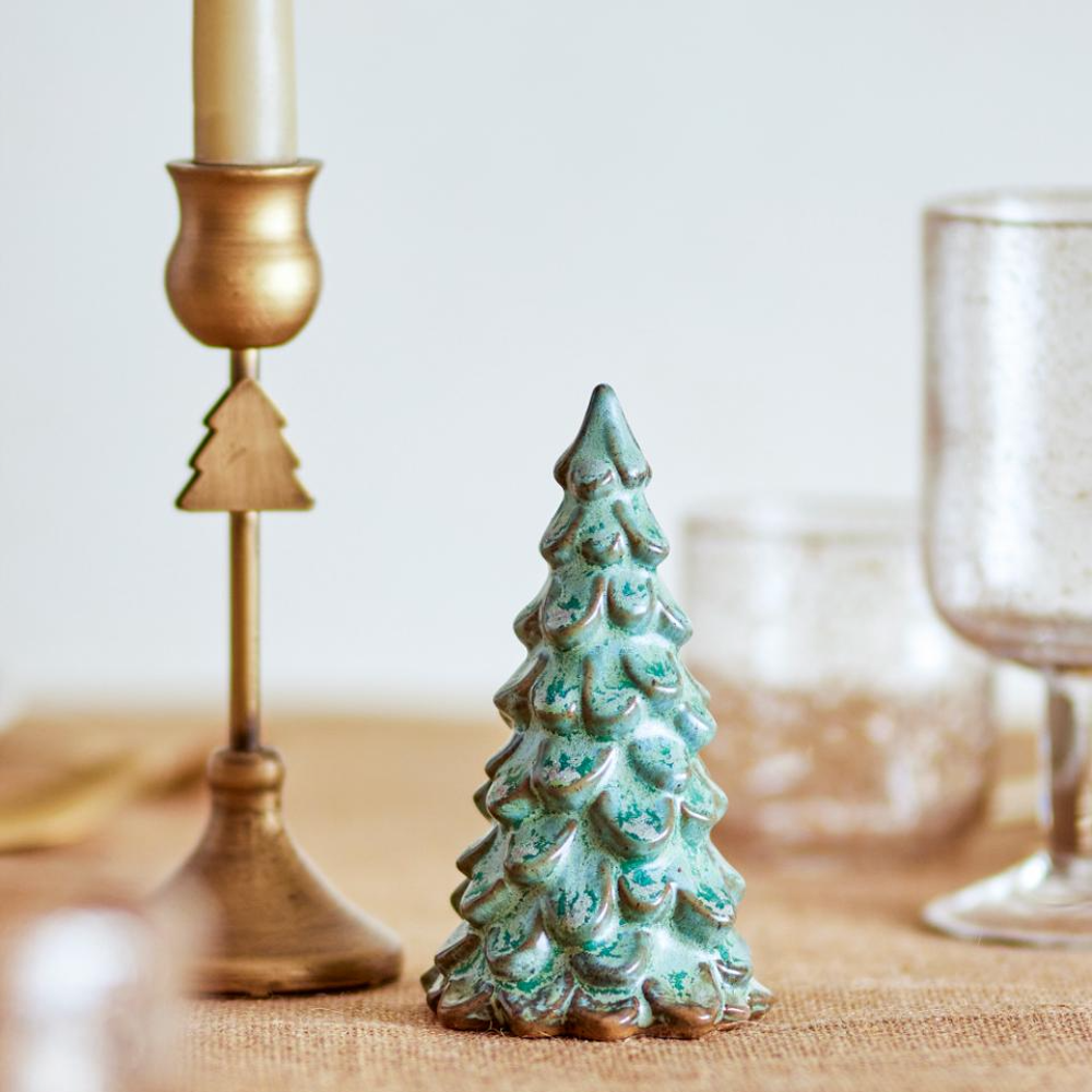Auden Green Deco Stoneware Christmas Tree 19cm