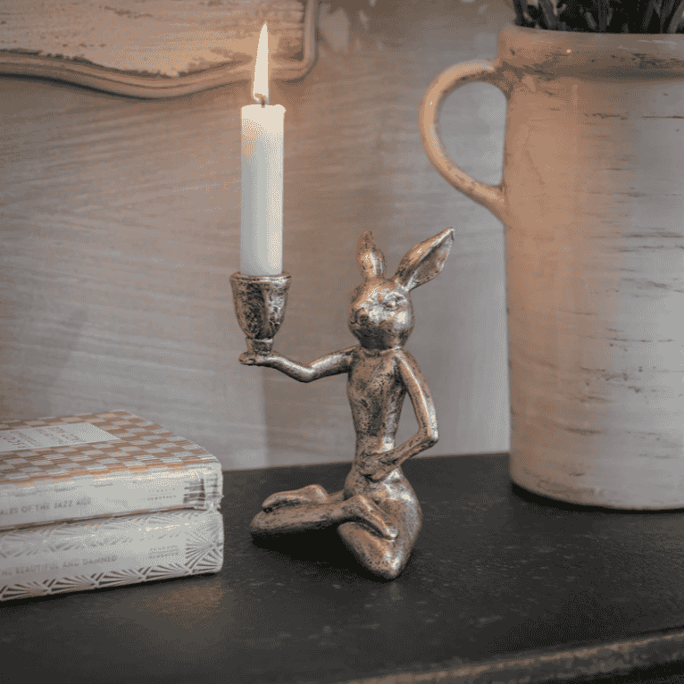 Avening Pair of Hares Candle Holders 18cm B | Annie Mo's