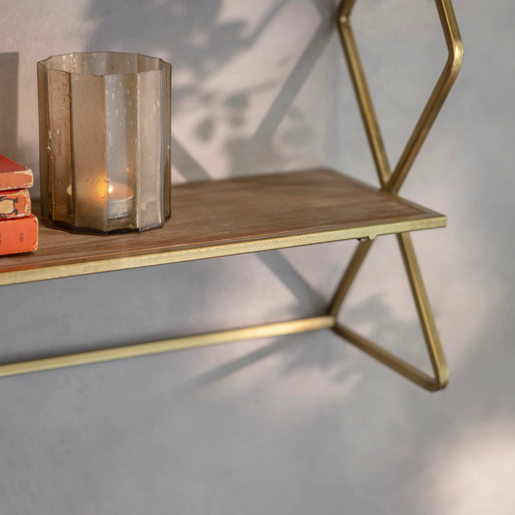 Avondale Double Cross Shelf in Brass Finish 83cm