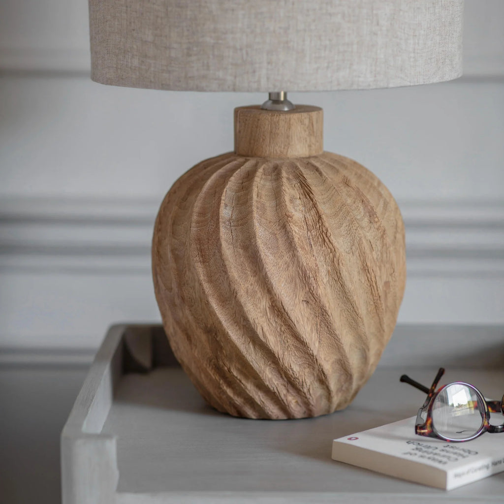 Dalhouise Wooden Twisted Table Lamp 35cm