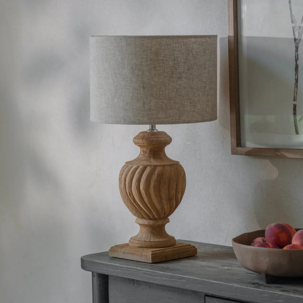 Dalhouise Wooden Rippled Table Lamp 41cm