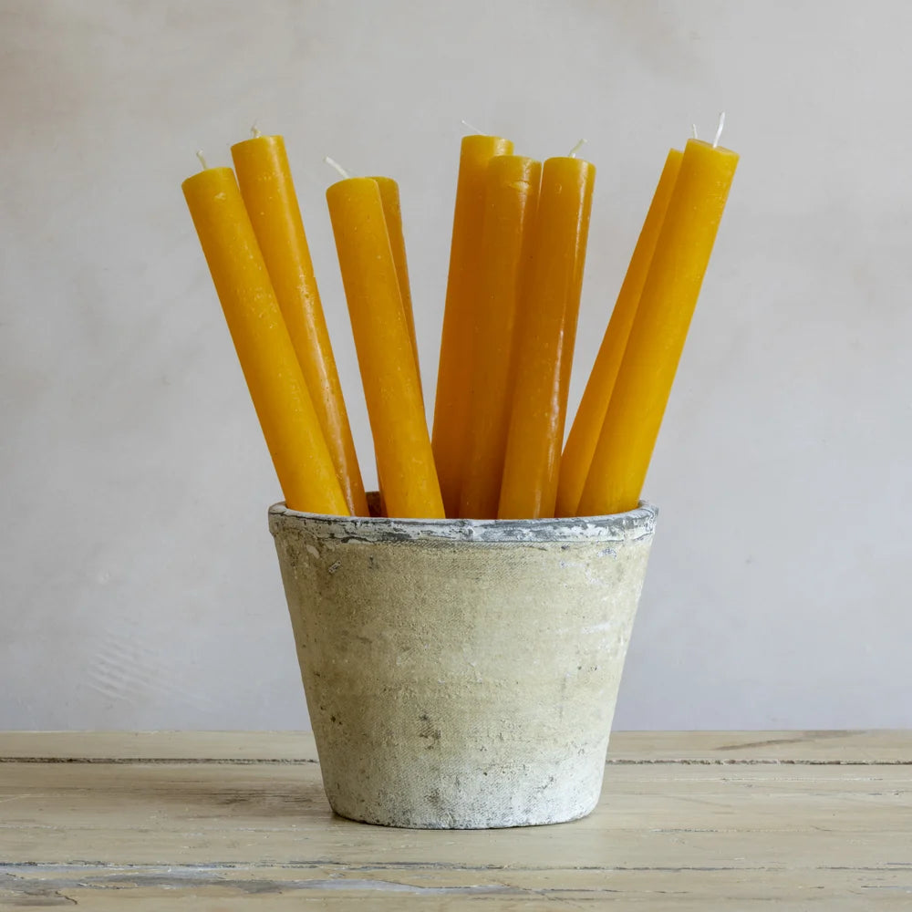 Rustic Dinner Candle Ochre 27cm