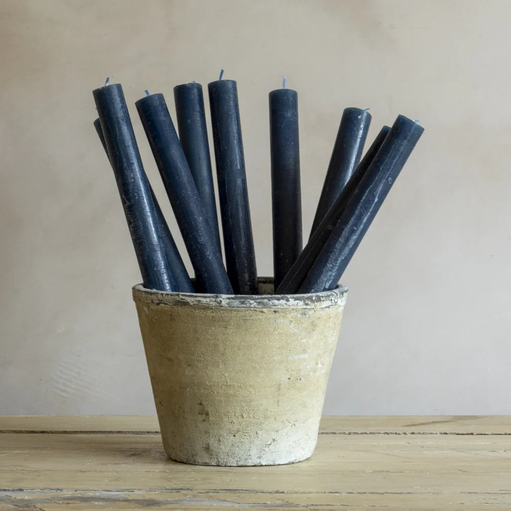 Rustic Dinner Candle Inky Blue 27cm