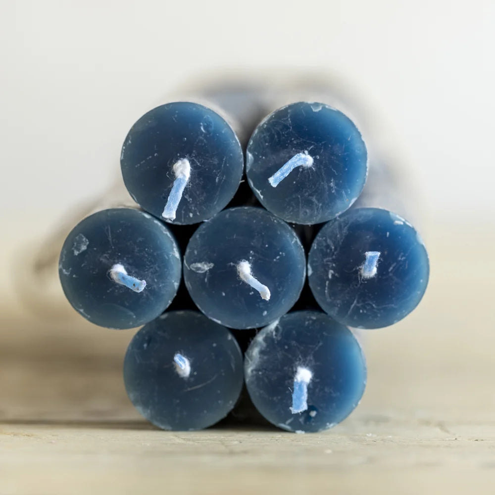 Rustic Dinner Candle Inky Blue 27cm