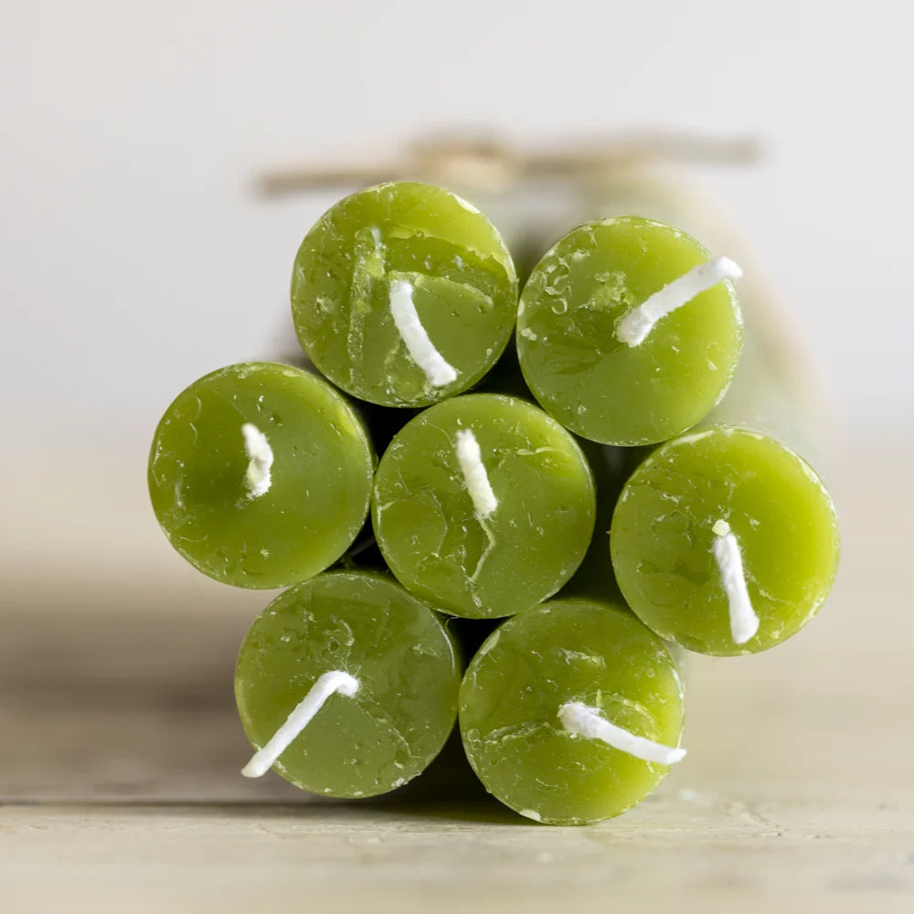 Rustic Dinner Candle Fern Green 27cm