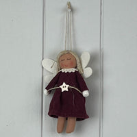 Red Fabric Hanging Angel with Heart 12cm | Annie Mo's